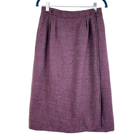 Yves Saint Laurent Dresses & Skirts - Yves Saint Laurent 70s Vintage Wool Pencil Wrap Skirt YSL Plum FR 40/US 8 Medium